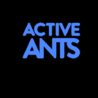 DoomBench-blue rendering of the Active Ants logo against a black background.