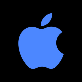 DoomBench-blue rendering of the Apple logo against a black background.