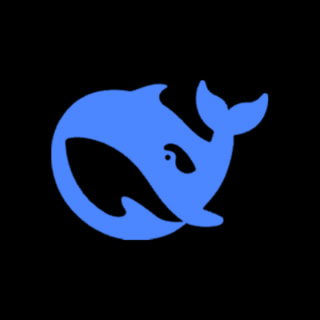 DoomBench-blue rendering of the DeepSeek logo against a black background.