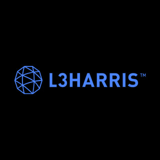 DoomBench-blue rendering of the L3Harris Technologies logo against a black background.