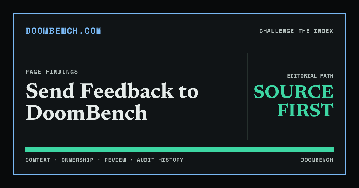 DoomBench social sharing card for Send Feedback to DoomBench.
