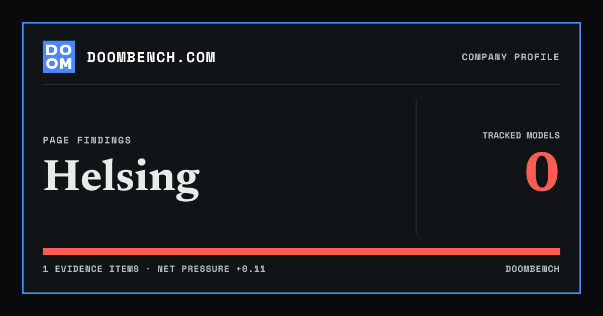 DoomBench social sharing card for Helsing.