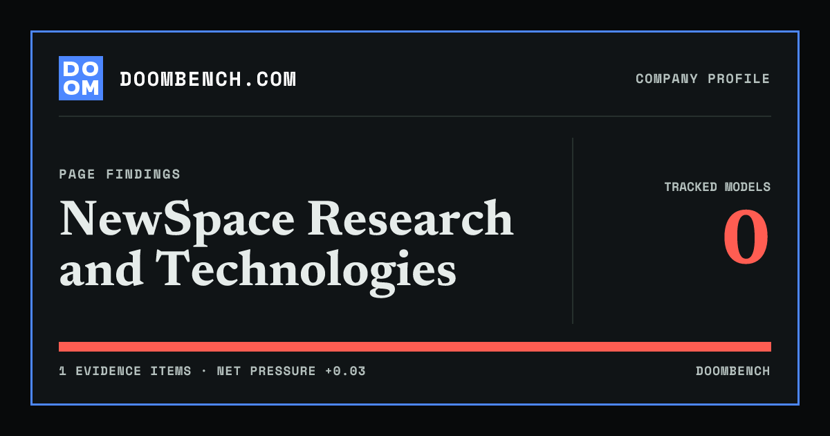 DoomBench social sharing card for NewSpace Research and Technologies.