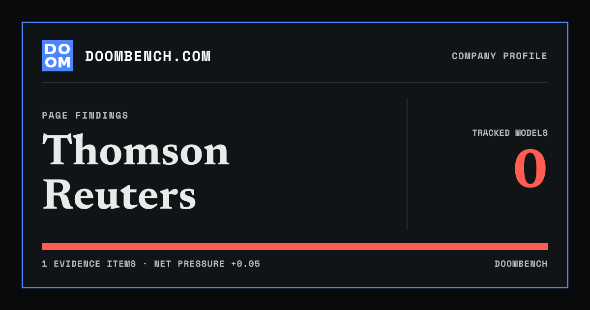 DoomBench social sharing card for Thomson Reuters.