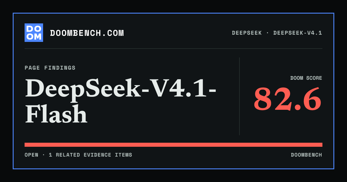 DoomBench social sharing card for DeepSeek-V4.1-Flash.
