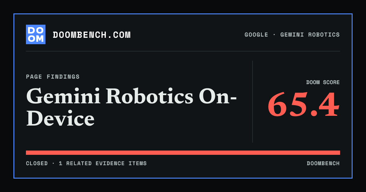 DoomBench social sharing card for Gemini Robotics On-Device.
