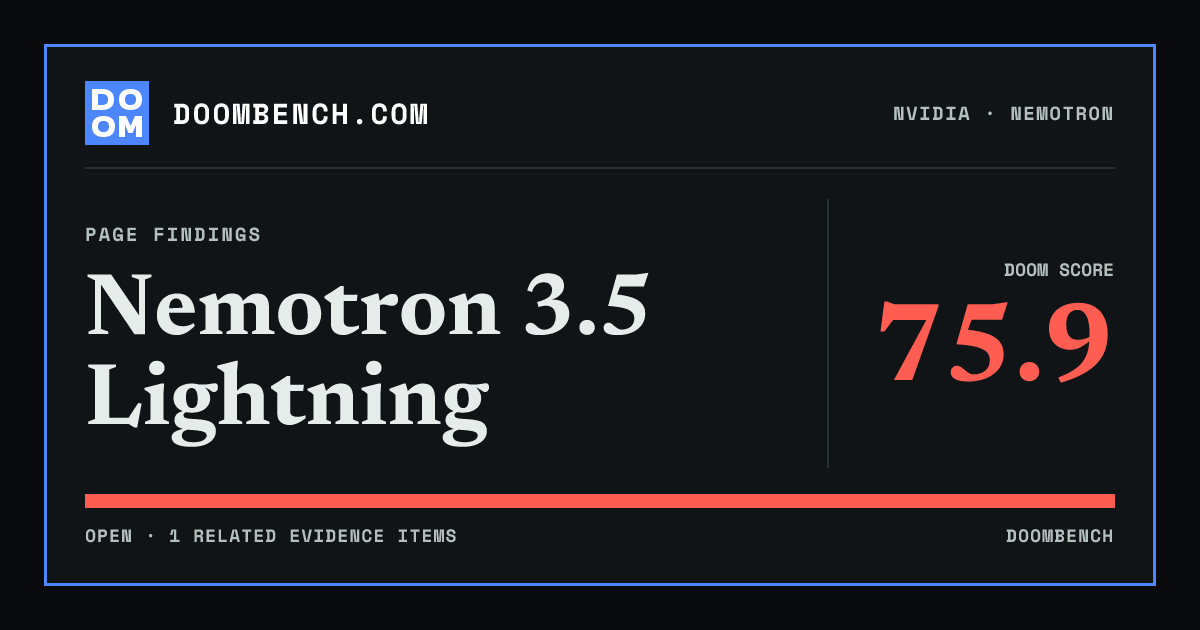 DoomBench social sharing card for Nemotron 3.5 Lightning.