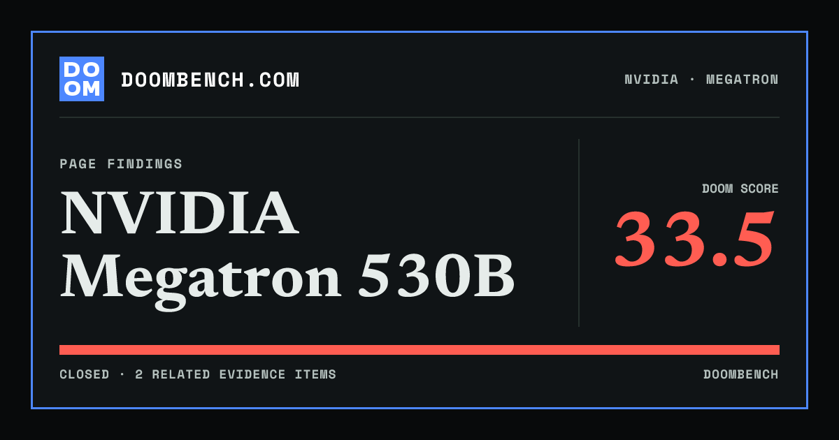 DoomBench social sharing card for NVIDIA Megatron 530B.