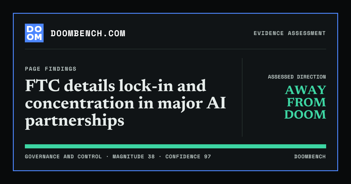 DoomBench social sharing card for FTC details lock-in and concentration in major AI partnerships.