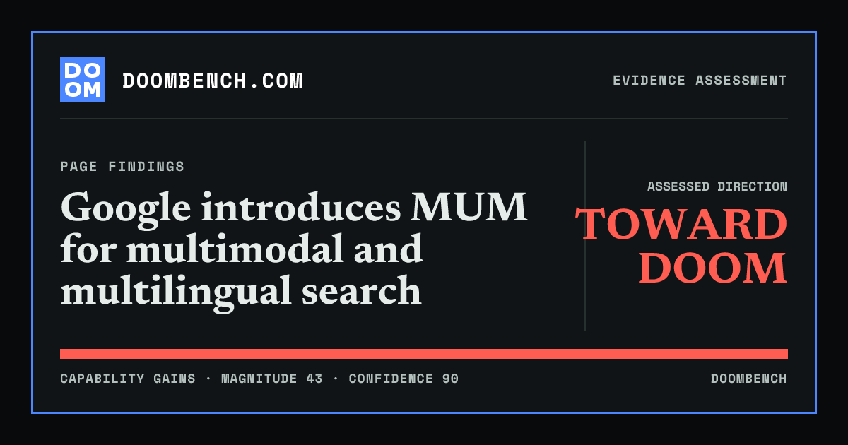 DoomBench social sharing card for Google introduces MUM for multimodal and multilingual search.