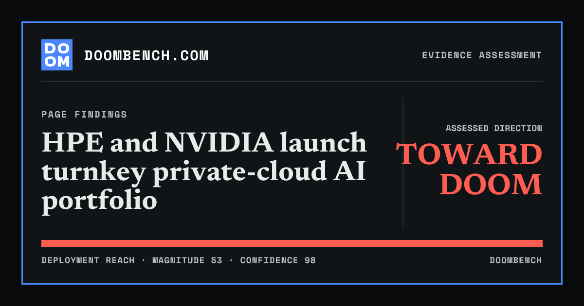 DoomBench social sharing card for HPE and NVIDIA launch turnkey private-cloud AI portfolio.