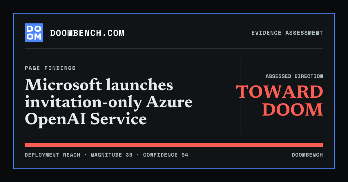 DoomBench social sharing card for Microsoft launches invitation-only Azure OpenAI Service.