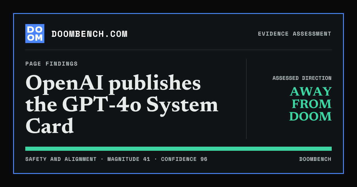 DoomBench social sharing card for OpenAI publishes the GPT-4o System Card.