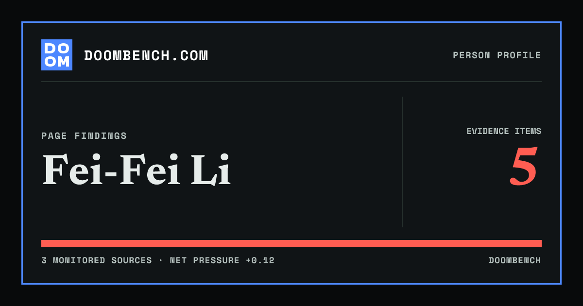 DoomBench social sharing card for Fei-Fei Li.