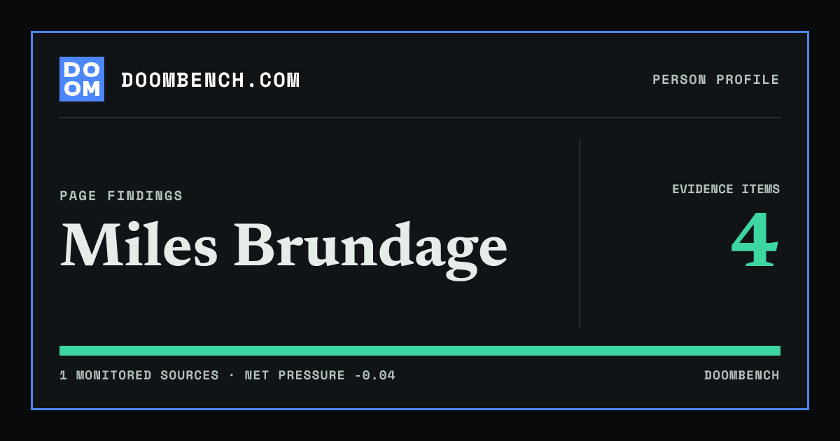 DoomBench social sharing card for Miles Brundage.