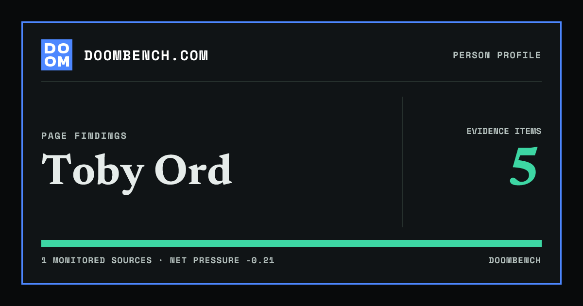 DoomBench social sharing card for Toby Ord.