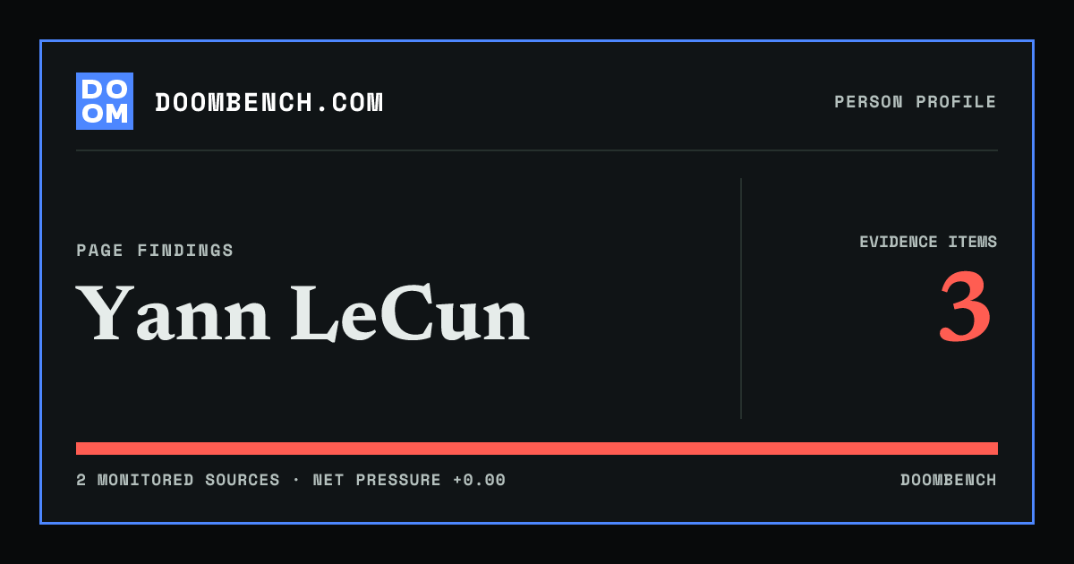 DoomBench social sharing card for Yann LeCun.