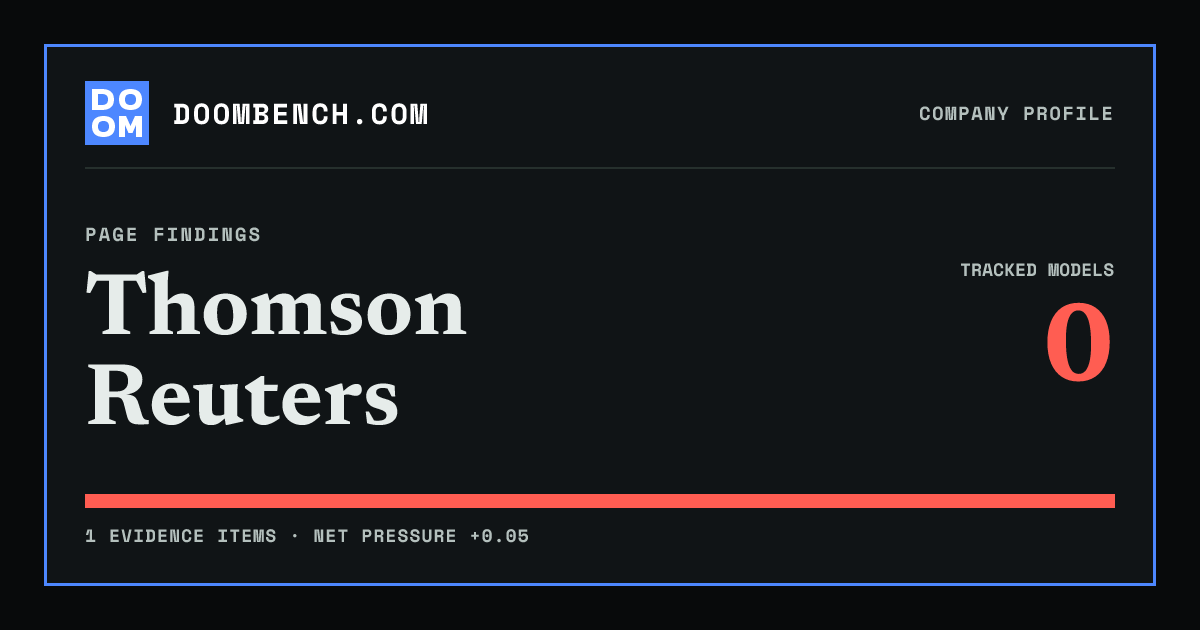 DoomBench social sharing card for Thomson Reuters.