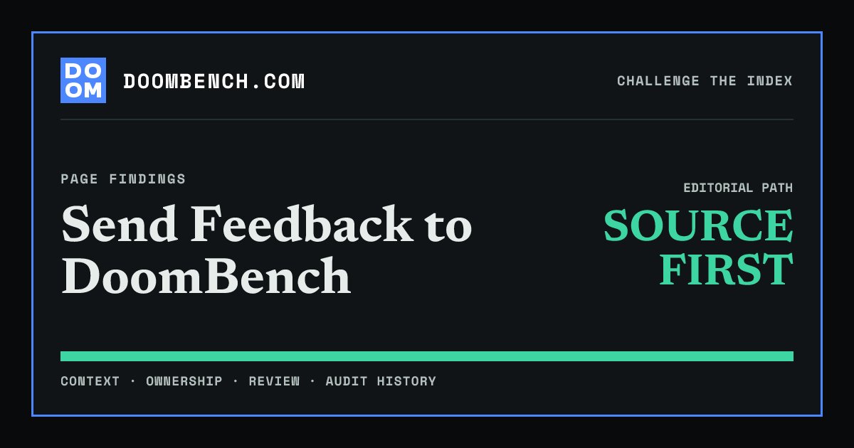 DoomBench social sharing card for Send Feedback to DoomBench.