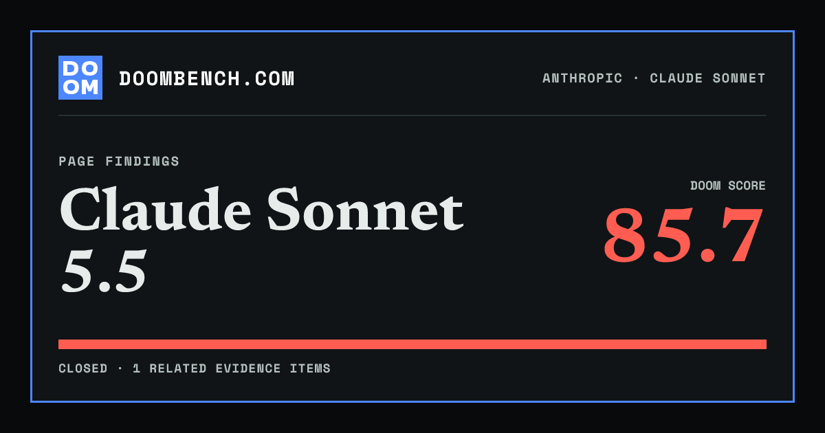 DoomBench social sharing card for Claude Sonnet 5.5.