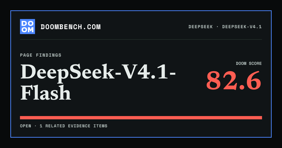 DoomBench social sharing card for DeepSeek-V4.1-Flash.