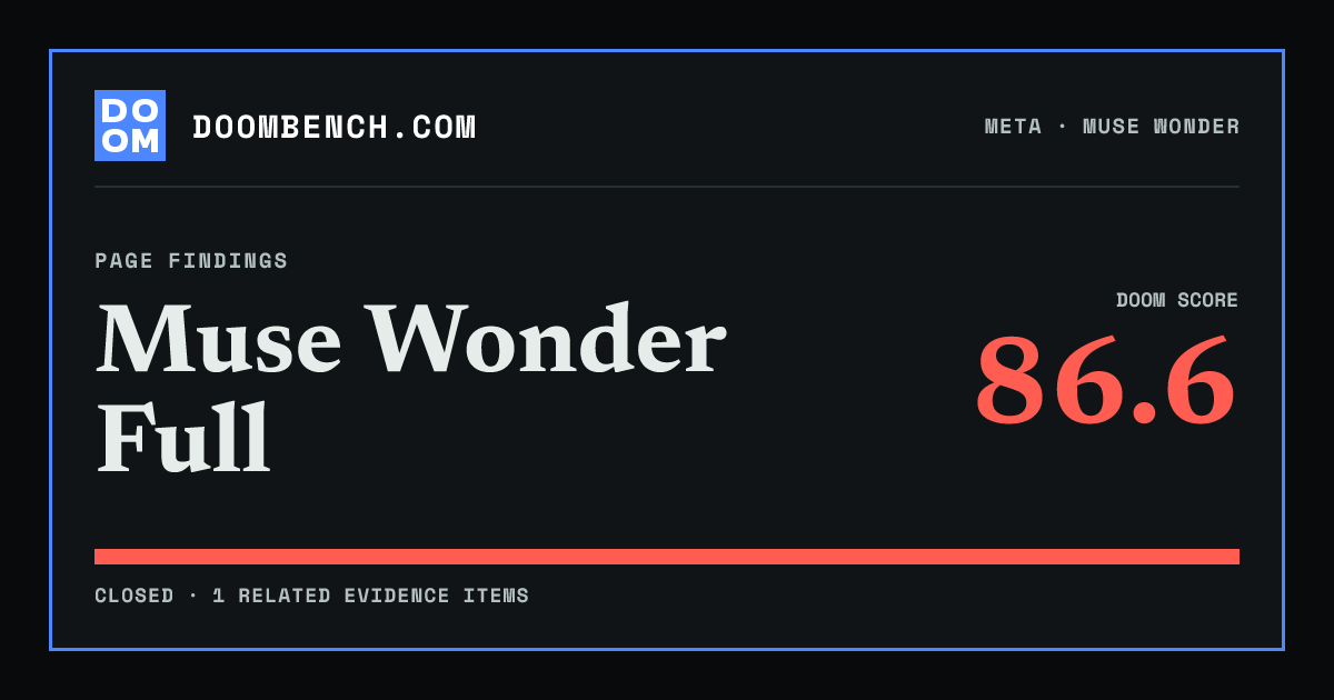 DoomBench social sharing card for Muse Wonder Full.